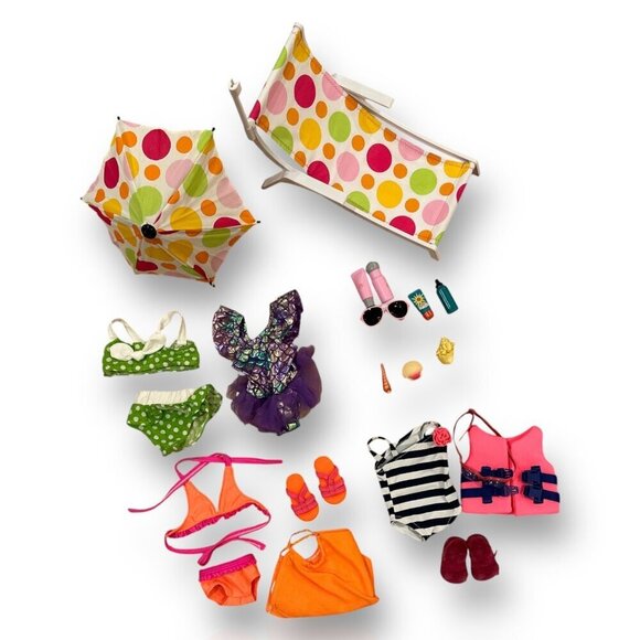 Our Generation Doll Beach Vacation Play Set - Swimsuits Sunglasses Accessories - Picture 12 of 12